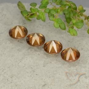 Zircon Gemstones in 6 mm (calibrated) Size for Sale, Zircon Stones in Orange Brown Color