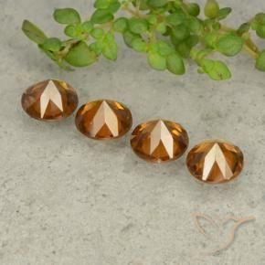 Zircon Gemstones in 6 mm (calibrated) Size for Sale, Zircon Stones in Deep Orange Color