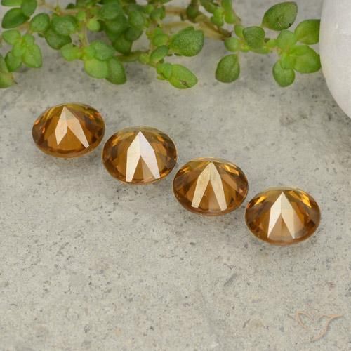 Zircon Gemstones in 6 mm (calibrated) Size for Sale, Zircon Stones in Orange Brown Color
