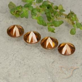 Zircon Gemstones in 6 mm (calibrated) Size for Sale, Zircon Stones in Dark Orange Color