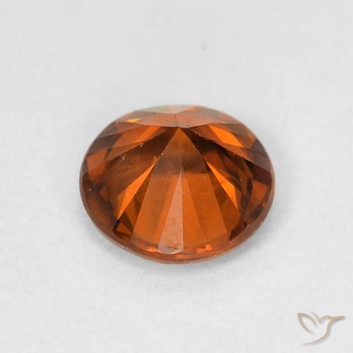 Zircon Gemstone in 6 mm (calibrated) Size for Sale, Zircon Stone in Medium Dark-Orange Color
