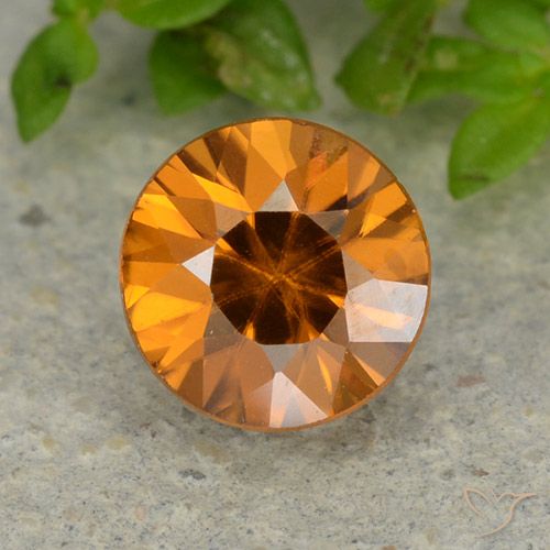 1.13ct Natural Apricot Orange Zircon, Round, VVS-VS