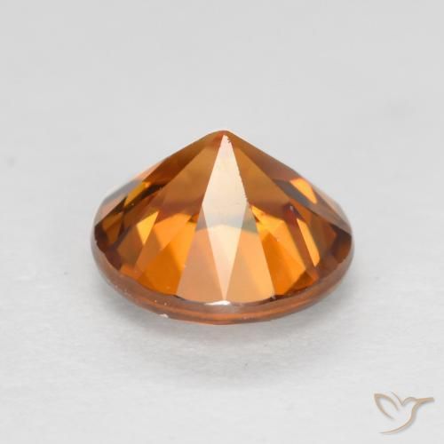 Zircon Gemstone in 6 mm (calibrated) Size for Sale, Zircon Stone in Medium Orange Color