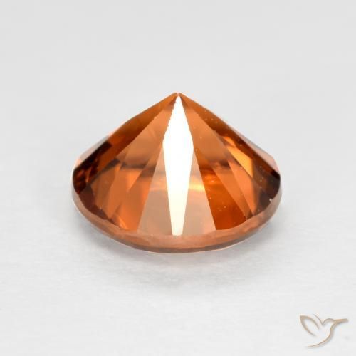 Zircon Gemstone in 6 mm (calibrated) Size for Sale, Zircon Stone in Medium-Dark Orange Color