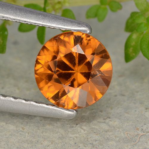 1.13ct Natural Medium-Dark Orange Zircon, Round, VVS-VS