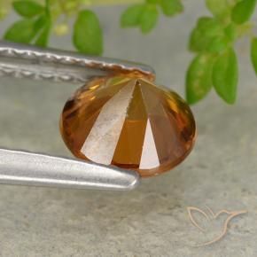 Zircon Gemstone in 6 mm (calibrated) Size for Sale, Zircon Stone in Medium-Dark Orange Color