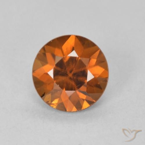 1.21ct Natural Medium Dark-Orange Zircon, Round, VVS-VS