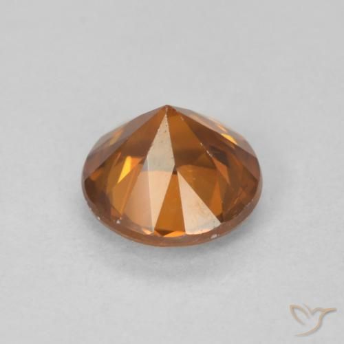 Zircon Gemstone in 6 mm (calibrated) Size for Sale, Zircon Stone in Medium Dark-Orange Color