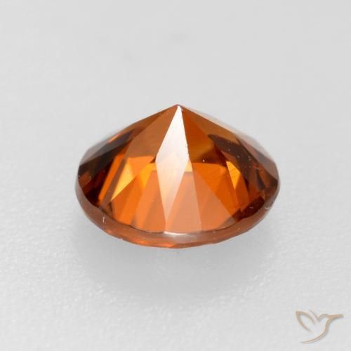 Zircon Gemstone in 6 mm (calibrated) Size for Sale, Zircon Stone in Medium-Dark Orange Color