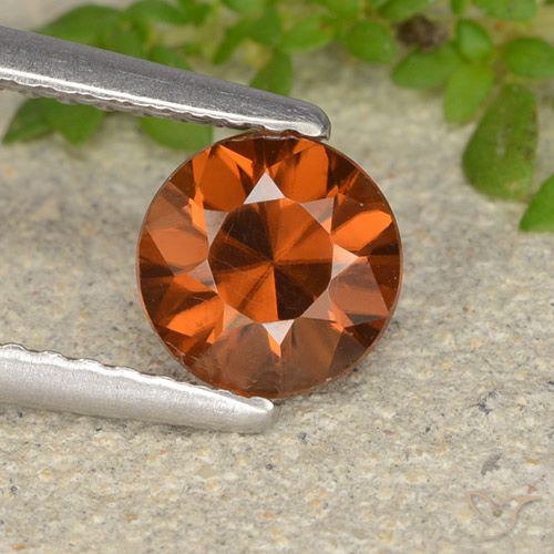 1.26ct Natural Reddish Orange Zircon, Round, VVS-VS