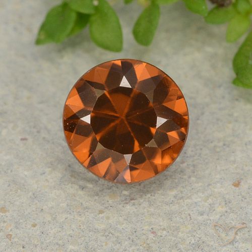 1.19ct Natural Dark Orange Zircon, Round, VVS-VS