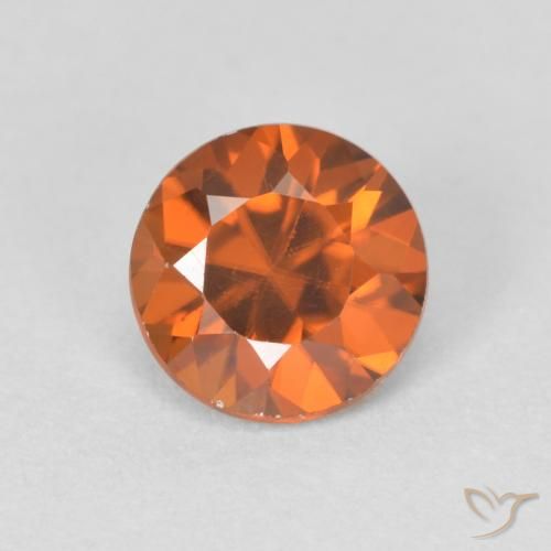 1.20ct Natural Medium Dark-Orange Zircon, Round, VVS-VS