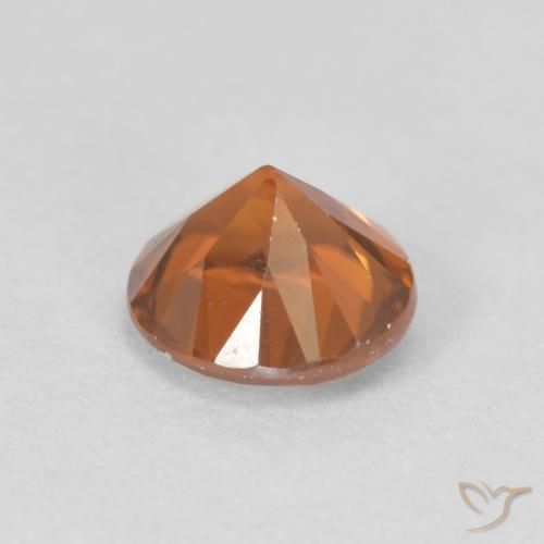 Zircon Gemstone in 6 mm (calibrated) Size for Sale, Zircon Stone in Medium Dark-Orange Color
