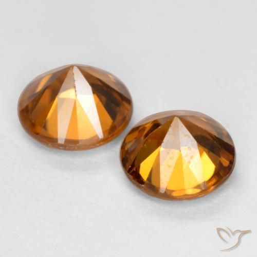 Zircon Gemstones in 6 mm (calibrated) Size for Sale, Zircon Stones in Deep Orange Color