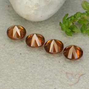 Zircon Gemstones in 6 mm (calibrated) Size for Sale, Zircon Stones in Amber Orange Color