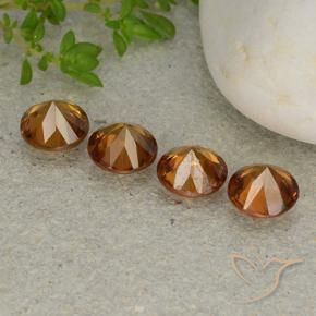 Zircon Gemstones in 6 mm (calibrated) Size for Sale, Zircon Stones in Yellowish Orange Color