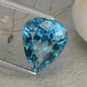 4.54 ct Turquoise Zircon Stone, Natural Zircon in Pear Facet Shape for Sale