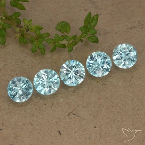 Light Aqua Blue Циркон Камень - 0.4ct Бриллиантовая Огранка (ID: 482365)
