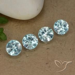 1.85 ctw Blue Zircon Stones, Natural Zircon in Diamond-Cut Shape for Sale