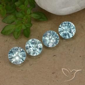 1.71 ctw Blue Zircon Stones, Natural Zircon in Diamond-Cut Shape for Sale