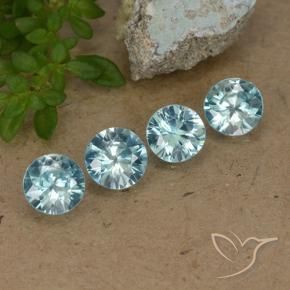 1.78 ctw Blue Zircon Stones, Natural Zircon in Diamond-Cut Shape for Sale