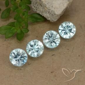 2.06 ctw Blue Zircon Stones, Natural Zircon in Diamond-Cut Shape for Sale