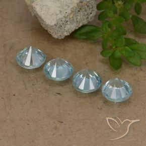 Zircon Gemstones in 4.5 mm (calibrated) Size for Sale, Zircon Stones in Light Blue Color