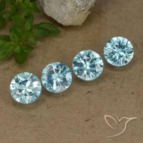 2.06 ctw Blue Zircon Stones, Natural Zircon in Diamond-Cut Shape for Sale