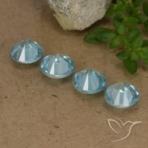 Zircon Gemstones in 4.5 mm (calibrated) Size for Sale, Zircon Stones in Light Blue Color