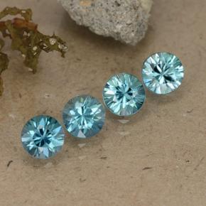 2.19 ctw Blue Zircon Stones, Natural Zircon in Diamond-Cut Shape for Sale