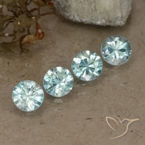 2.02 ctw Blue Zircon Stones, Natural Zircon in Diamond-Cut Shape for Sale