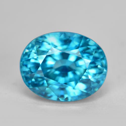Electric Azure Blue Zircone Gem - 5.7ct Ovale sfaccettato (ID: 487223)