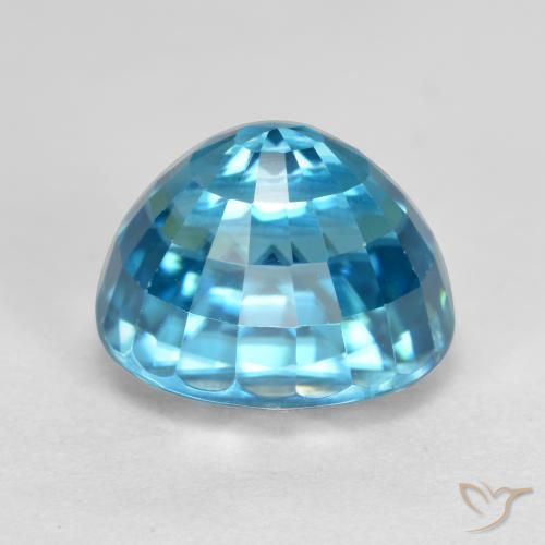 Zircon Gemstone in 9.2 x 7.7 mm Size for Sale, Zircon Stone in Electric Blue Color