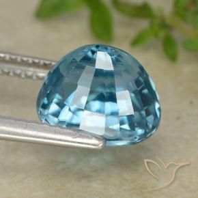 Zircon Gemstone in 9 x 7.6 mm Size for Sale, Zircon Stone in Medium Blue Color