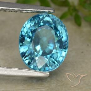 4.76 ct Blue Zircon Stone, Natural Zircon in Oval Facet Shape for Sale