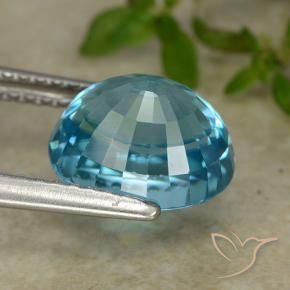 Zircon Gemstone in 9.3 x 7.7 mm Size for Sale, Zircon Stone in Electric Blue Color