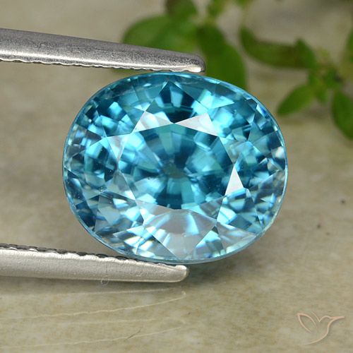 Circón azul de 5,86 quilates, corte ovalado de 9,8 x 8,4 mm de Camboya, Photo A
