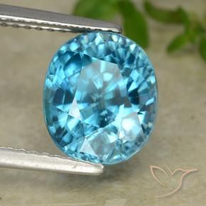 5.86 ct Blue Zircon Stone, Natural Zircon in Oval Facet Shape for Sale