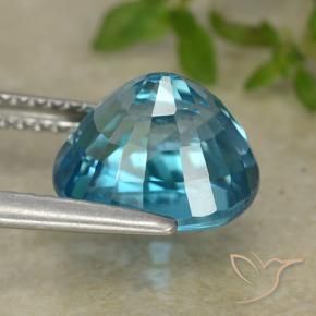 Zircon Gemstone in 9.8 x 8.4 mm Size for Sale, Zircon Stone in Electric Azure Blue Color