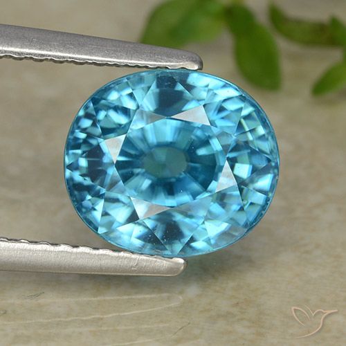 5.47ct Natural Blue Zircon, Oval, VVS