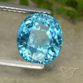 5.47 ct Blue Zircon Stone, Natural Zircon in Oval Facet Shape for Sale