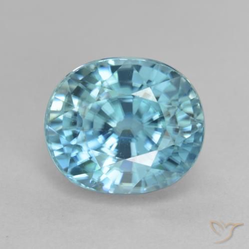 5.75ct Natural Greenish Blue Zircon, Oval, VVS