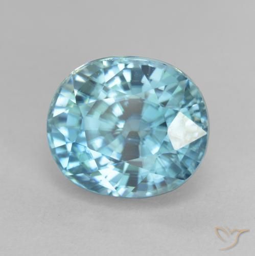 5.75 ct Blue Zircon Stone, Natural Zircon in Oval Facet Shape for Sale