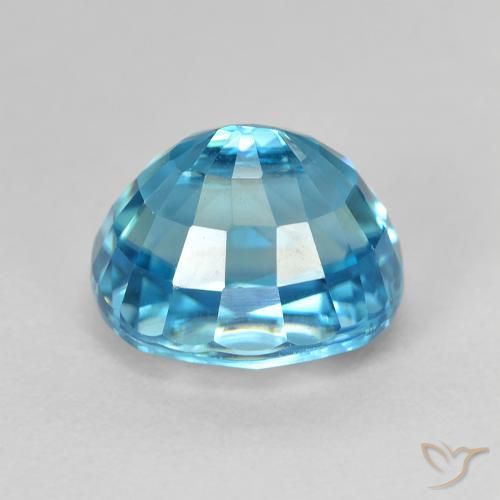 Zircon Gemstone in 9.5 x 7.9 mm Size for Sale, Zircon Stone in Medium Blue Color