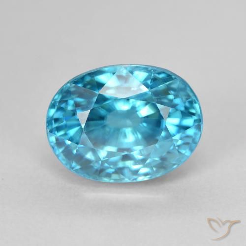 Zircon Bleu oval facet du Cambodge, 10 x 7,6mm, poids de 5,84 ct, pierre gemme naturelle Chauffé de pureté vvs-vs, 1 pièce Zircon, couleur Bleu intense , dureté Mohs de 6.5 à 7.5 convient aux bijoux de tous les jours, pierre de sagesse, Pierre du zodiaque Taureau, Photo A