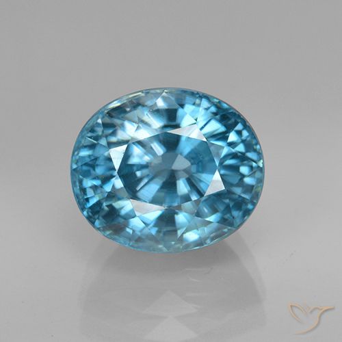5.07ct Natural Intense Silver Aqua-Blue Zircon, Oval, VVS