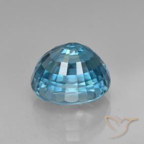 Zircon Gemstone in 9.2 x 7.8 mm Size for Sale, Zircon Stone in Intense Silver Aqua-Blue Color