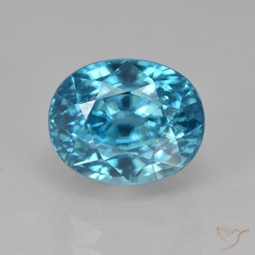 5.86ct Natural Electric Azure Blue Zircon, Oval, VVS