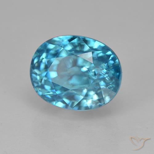 5.86 ct Blue Zircon Stone, Natural Zircon in Oval Facet Shape for Sale