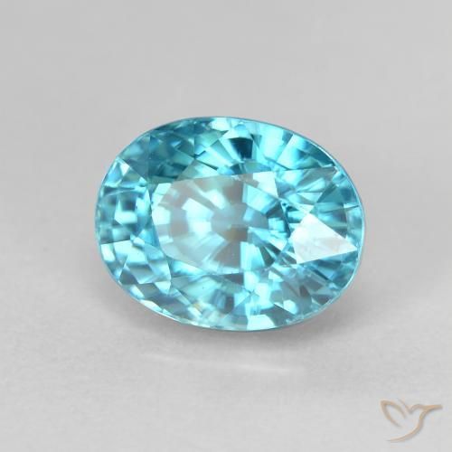 4.98 ct Blue Zircon Stone, Natural Zircon in Oval Facet Shape for Sale
